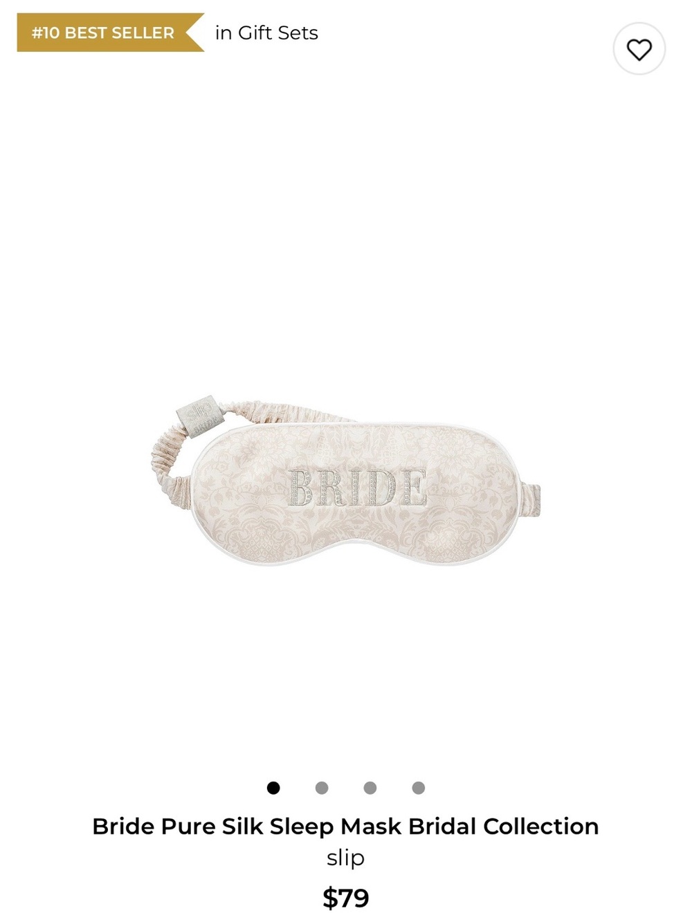 slip Silk Sleep Mask in Soft Cream with BRIDE Embroidery- UNOPENED + PRISTINE